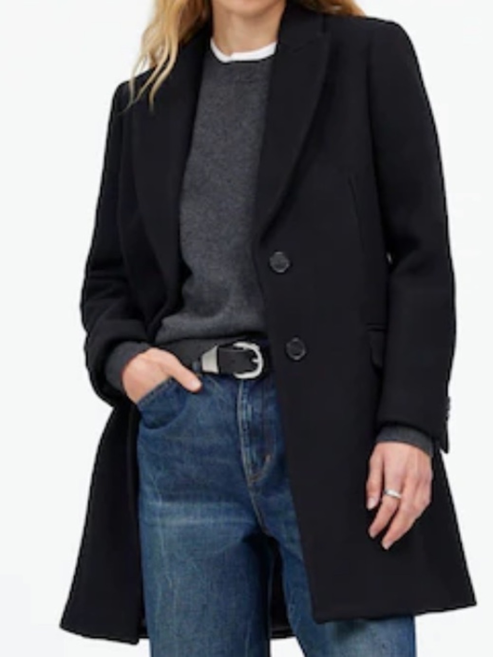 Madewell Black wool & cashmere blend coat Sz 10